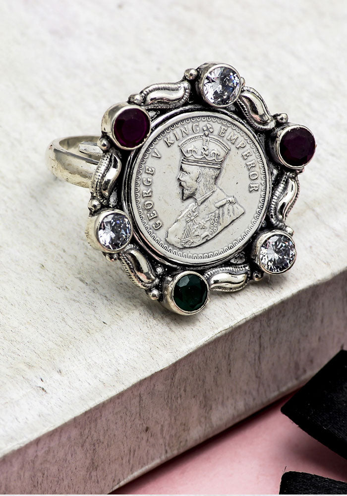 SILVER WIDE FILIGREE RING